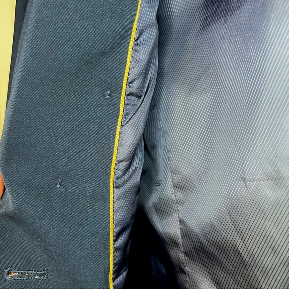 Express Peak Lapel Double Breasted Novelty Button Blazer, Navy Blue, Size 0 - Picture 13 of 14